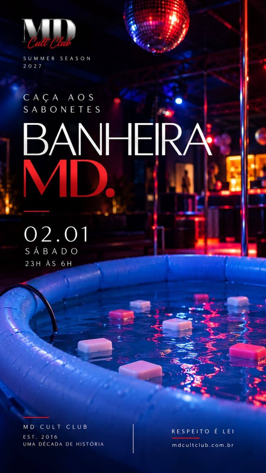 Cartaz do evento Banheira MD · Caça aos Sabonetes