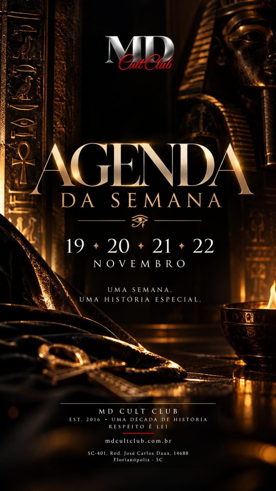 Agenda da semana de 19 a 22/11 na MD Cult Club