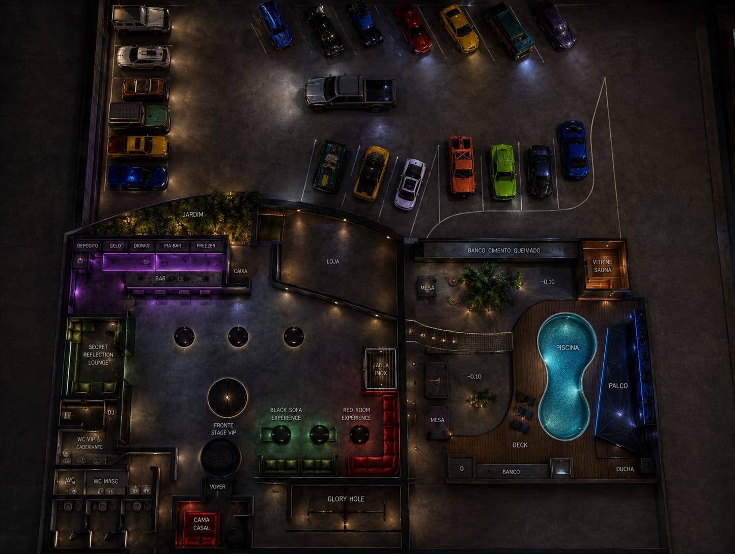 Vista superior — Mapa Geral